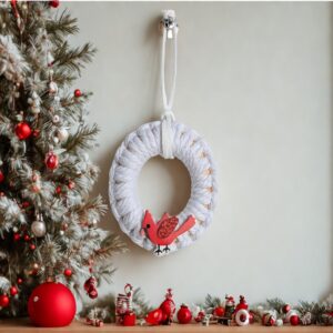 White Cardinal Mini Wreath