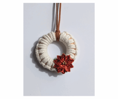 Cream with Poinsettia Mini Wreath