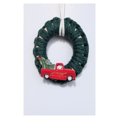 Green with Red Truck Mini Wreath